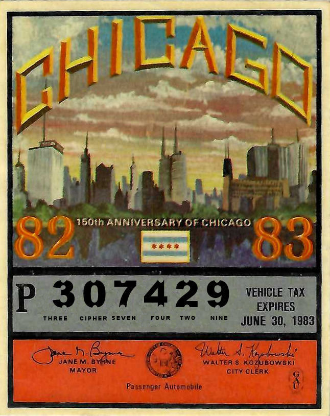 (image for) IL 1982-83 tax Inspection sticker Chicago